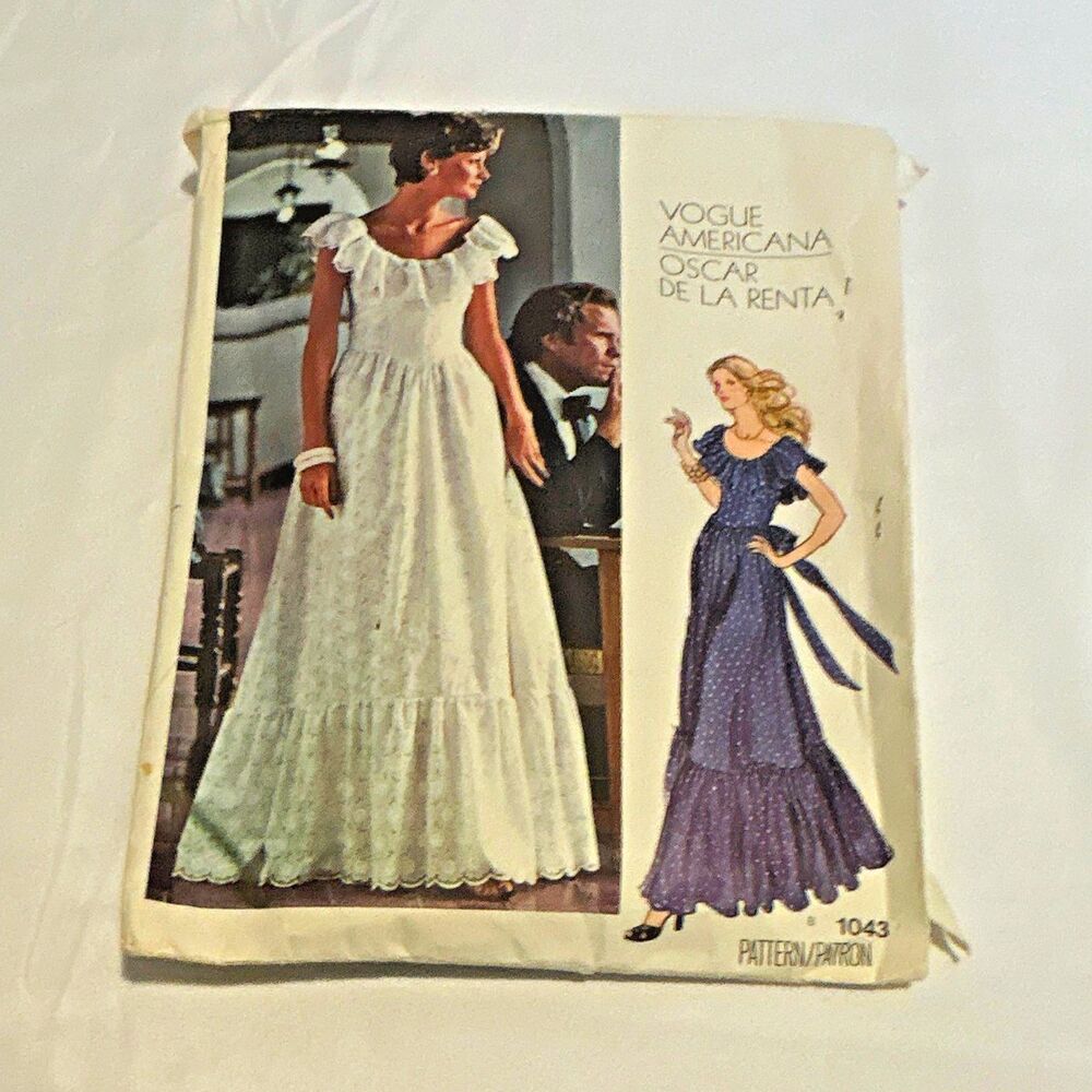 Vtg 70s Vogue Americana Oscar de la Renta Pattern 1043 Gown Dress Cut Size 10